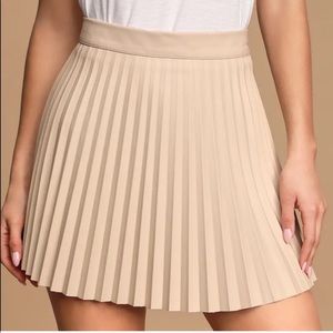 Lulus Leather Taupe Pleated Mini
